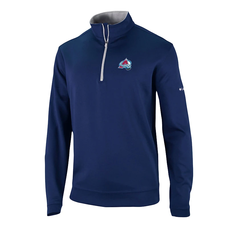 Veste Columbia Navy Colorado Avalanche Wickham Hills Omni-Wick Quarter-Zip pour hommes