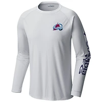 Men's  Columbia White Colorado Avalanche Terminal Tackle Omni-Shade Raglan Long Sleeve T-Shirt