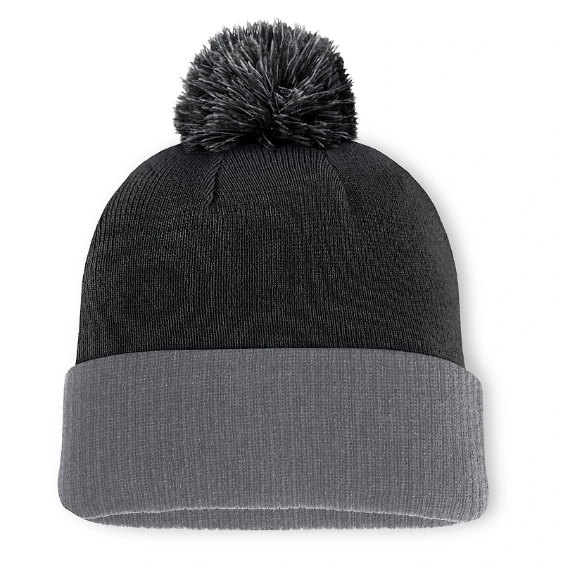 Bonnet en tricot à revers et pompon Aspyn des Fanatics pour homme, noir, Colorado Avalanche