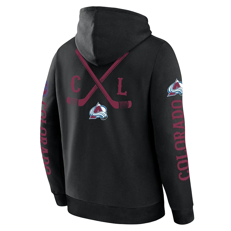 Men's Fanatics Black Colorado Avalanche Big City Legacy Fleece Pullover Hoodie