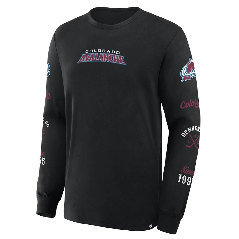 T-shirt à manches longues Fanatics pour homme Colorado Avalanche Boxed Legacy noir