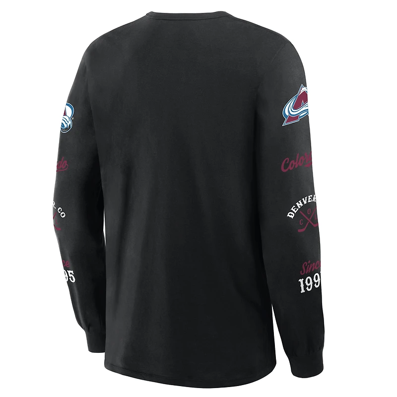 T-shirt à manches longues Fanatics pour homme Colorado Avalanche Boxed Legacy noir