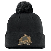 Bonnet en tricot à revers avec pompon pour homme Fanatics Colorado Avalanche noir