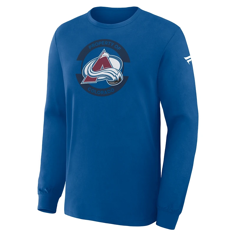 Men's Fanatics Blue Colorado Avalanche Authentic Pro Property Of Practice Long Sleeve T-Shirt