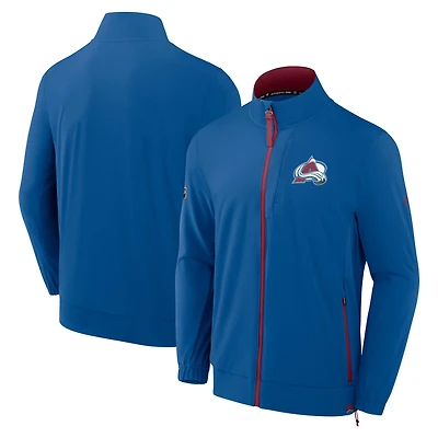 Veste d'entraîneur entièrement zippée Fanatics Blue Colorado Avalanche Authentic Pro Rink pour homme