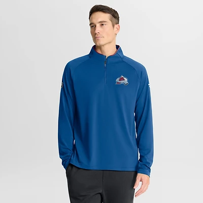 Men's Fanatics Blue Colorado Avalanche Authentic Pro Rink Training Quarter-Zip Pullover