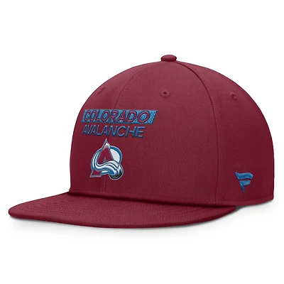 Casquette à pression Authentic Pro Prime pour homme Fanatics Bordeaux Colorado Avalanche