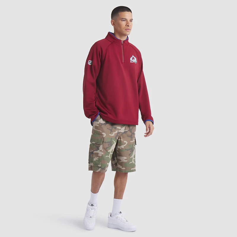 Men's Fanatics Burgundy Colorado Avalanche Authentic Pro Rink Raglan Quarter-Zip Pullover