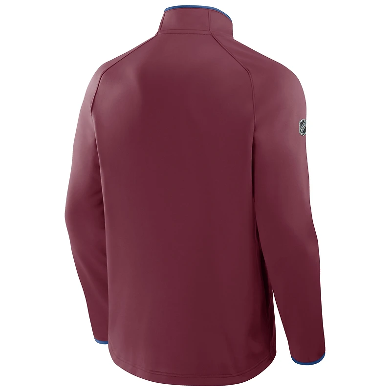 Men's Fanatics Burgundy Colorado Avalanche Authentic Pro Rink Raglan Quarter-Zip Pullover