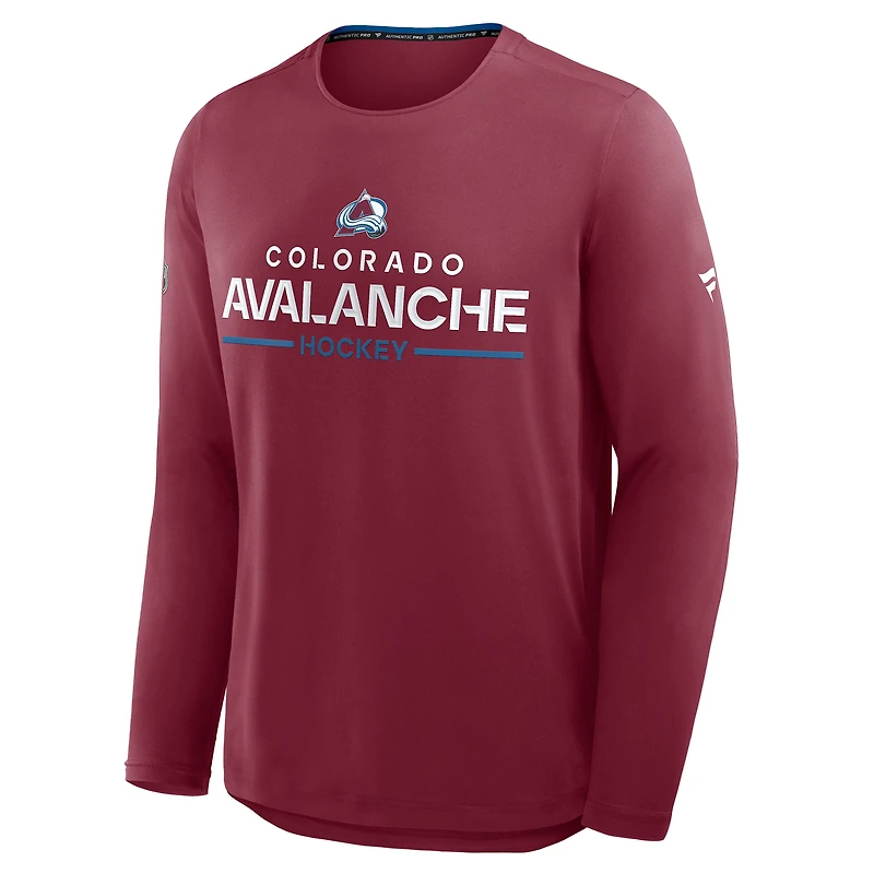 Men's Fanatics Burgundy Colorado Avalanche Authentic Pro Rink Tech Long Sleeve T-Shirt