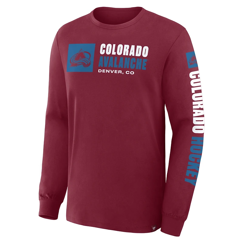 Men's Fanatics Burgundy Colorado Avalanche Goal Crease Legacy Long Sleeve T-Shirt