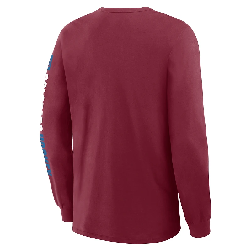 Men's Fanatics Burgundy Colorado Avalanche Goal Crease Legacy Long Sleeve T-Shirt