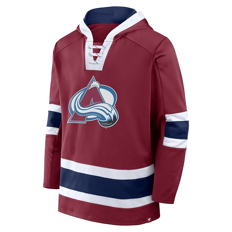 Men's Fanatics  Burgundy Colorado Avalanche Inside Line Fleece Pullover Hoodie