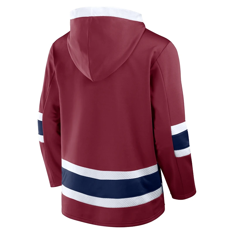 Men's Fanatics  Burgundy Colorado Avalanche Inside Line Fleece Pullover Hoodie