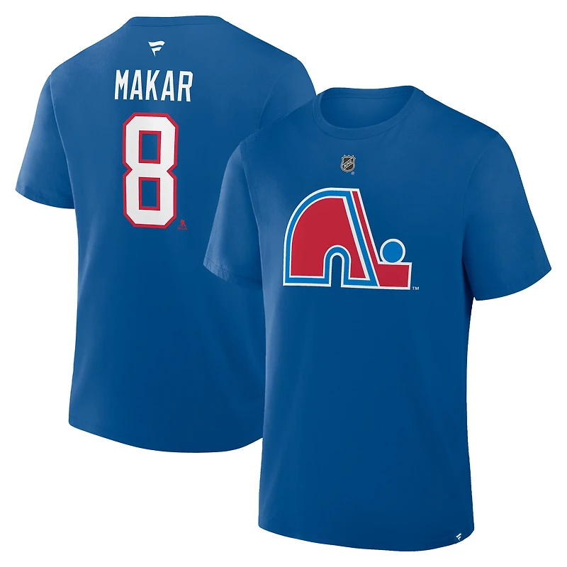 T-shirt authentique Fanatics Cale Makar bleu Colorado Avalanche avec nom et numéro