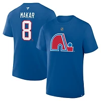 T-shirt authentique Fanatics Cale Makar bleu Colorado Avalanche avec nom et numéro