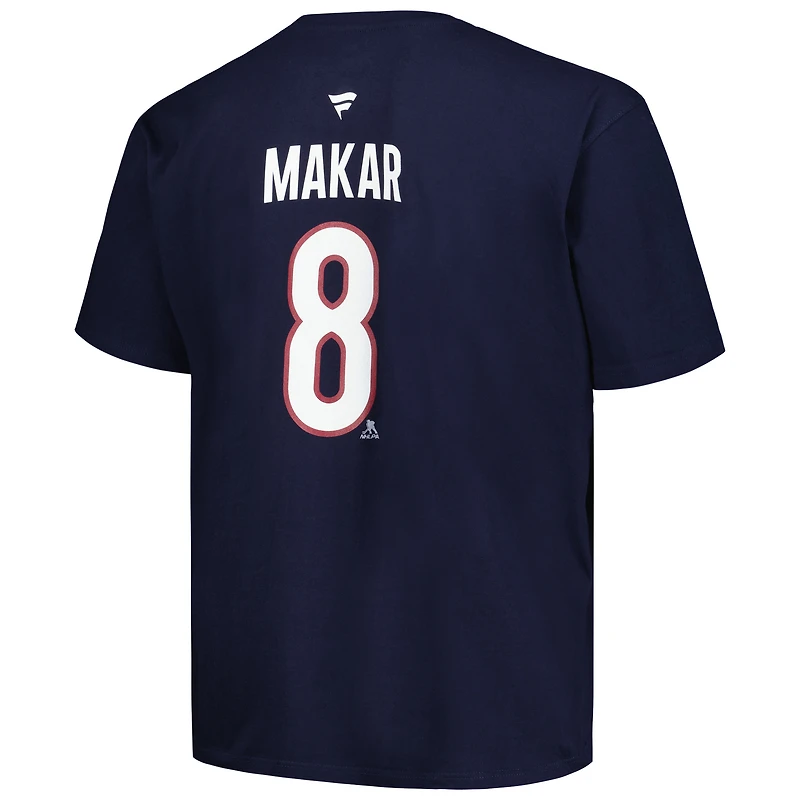 T-shirt avec nom et numéro Fanatics Cale Makar pour hommes, bleu marine, Avalanche du Colorado, grand