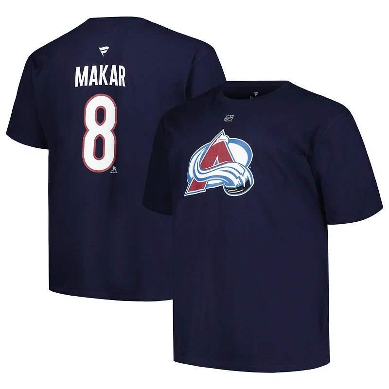 T-shirt avec nom et numéro Fanatics Cale Makar pour hommes, bleu marine, Avalanche du Colorado, grand