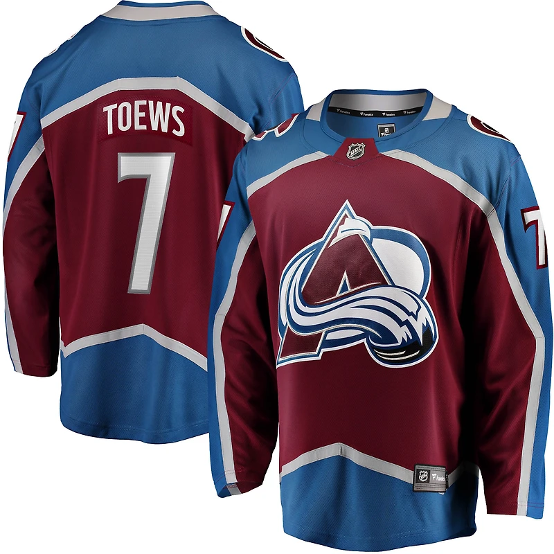 Men's Fanatics Devon Toews Burgundy Colorado Avalanche Home Breakaway Player Jersey