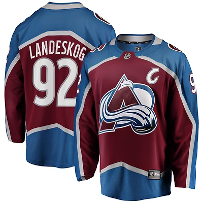 Fanatics pour hommes Gabriel Landeskog Bourgogne Colorado Avalanche Captain Patch Home Breakaway Maillot