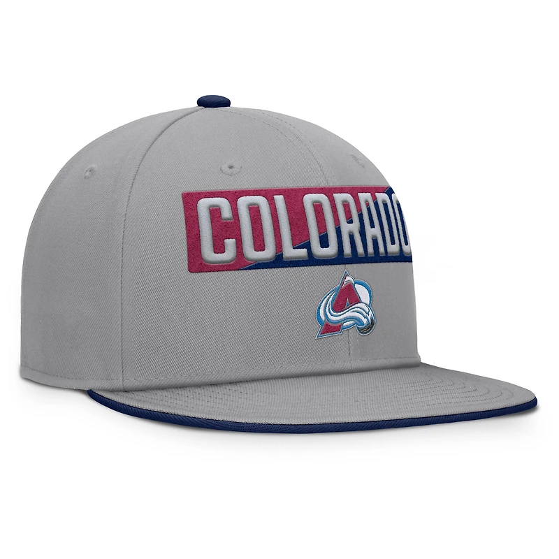 Men's Fanatics Gray Colorado Avalanche Fundamentals Duo Split Logo Snapback Hat
