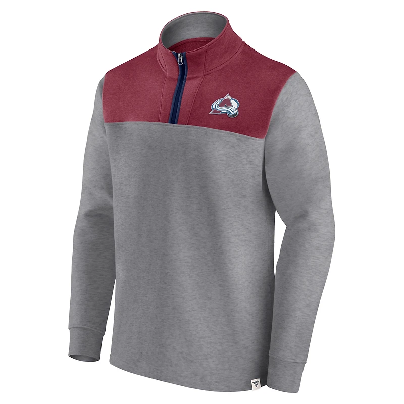Men's Fanatics Heather Gray Colorado Avalanche Launch It Quarter-Zip Jacket