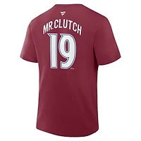 Men's Fanatics Joe Sakic Burgundy Colorado Avalanche Retired Player Nickname T-Shirt