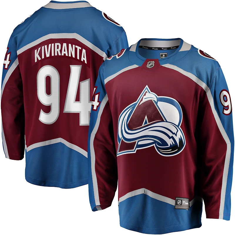 Fanatics pour hommes Joel Kiviranta Maroon Colorado Avalanche Home Premier Breakaway Player Maillot