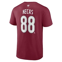 Men's Fanatics Martin Necas Burgundy Colorado Avalanche Authentic Stack Name & Number T-Shirt