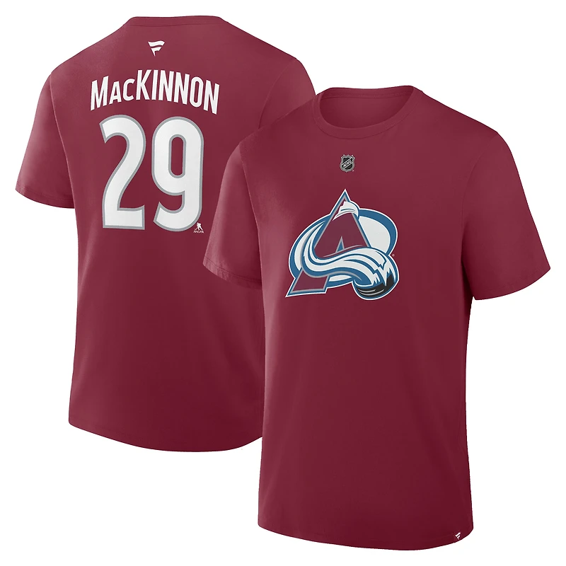 Men's Fanatics Nathan MacKinnon Burgundy Colorado Avalanche Authentic Stack Name & Number T-Shirt