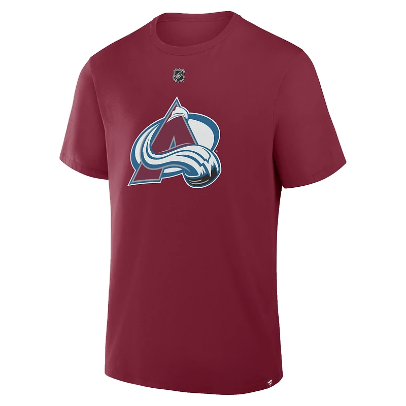 Men's Fanatics Nathan MacKinnon Burgundy Colorado Avalanche Authentic Stack Name & Number T-Shirt