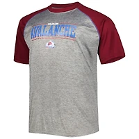 Men's Fanatics Nathan MacKinnon Heather Gray/Burgundy Colorado Avalanche Big & Tall Contrast Raglan Name Number T-Shirt
