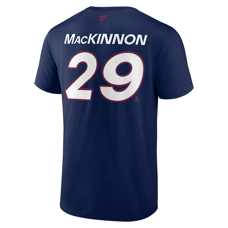 T-shirt avec nom et numéro Fanatics Nathan MacKinnon pour hommes, bleu marine, Colorado Avalanche Authentic Pro Prime