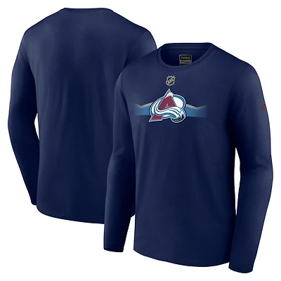 T-shirt à manches longues secondaire Authentic Pro pour homme Fanatics Navy Colorado Avalanche