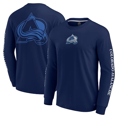 T-shirt à manches longues Fanatics pour homme, bleu marine, Colorado Avalanche Elements Strive