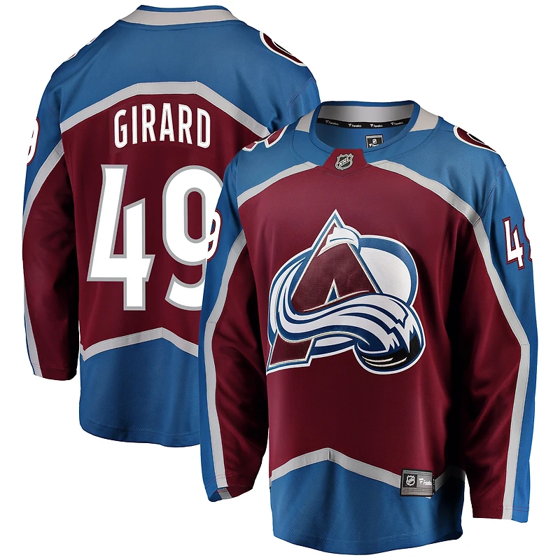 Fanatics pour hommes Samuel Girard Bourgogne Colorado Avalanche Breakaway Player Maillot