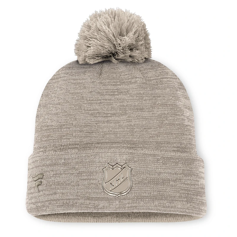 Men's Fanatics Tan Colorado Avalanche Authentic Pro Road Cuffed Knit Hat with Pom