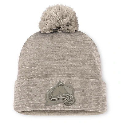 Bonnet en tricot à revers et pompon Fanatics Tan Colorado Avalanche Authentic Pro Road pour homme