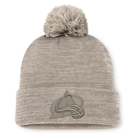 Bonnet en tricot à revers et pompon Fanatics Tan Colorado Avalanche Authentic Pro Road pour homme