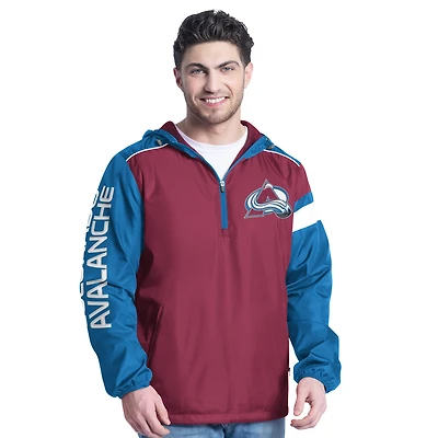 Men's G-III Sports by Carl Banks Burgundy/Navy Colorado Avalanche Lateral Half-Zip Hoodie Jacket