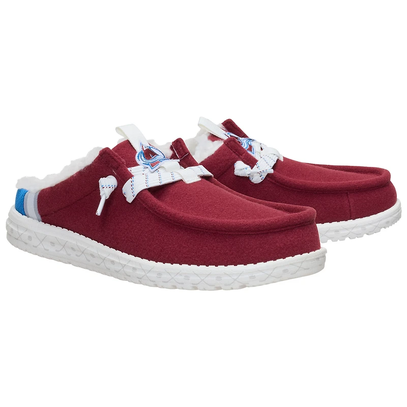 Chaussures décontractées à enfiler Hey Dude Red Colorado Avalanche Wally pour hommes