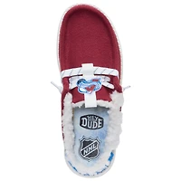 Chaussures décontractées à enfiler Hey Dude Red Colorado Avalanche Wally pour hommes