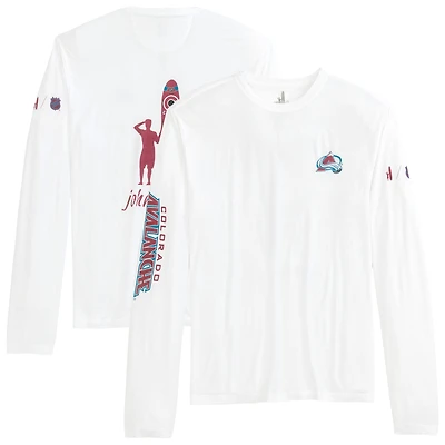 T-shirt à manches longues Adam pour homme de la marque Johnnie-O, blanc, Colorado Avalanche