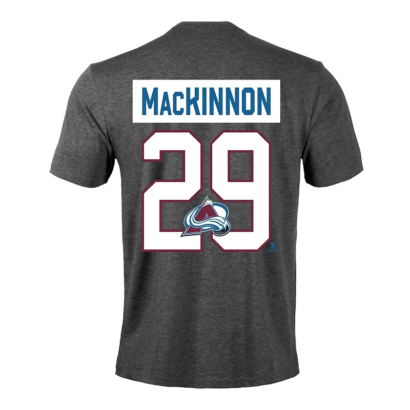 Men's Levelwear Nathan MacKinnon Gray Colorado Avalanche Richmond Name & Number T-Shirt