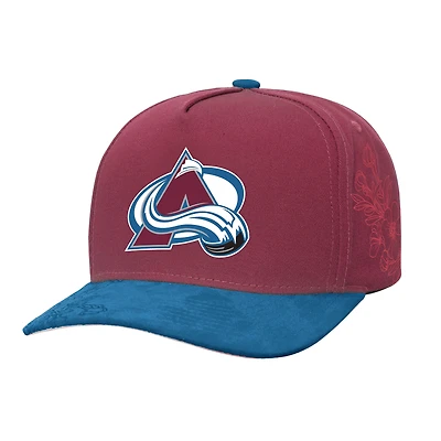 Casquette ajustable Mitchell & Ness Pro Crown bordeaux/bleu Colorado Avalanche May Flowers pour homme