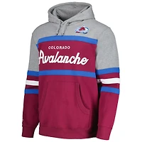 Men's Mitchell & Ness Burgundy/Gray Colorado Avalanche Head Coach Pullover Hoodie