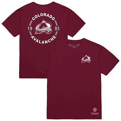 Men's Mitchell & Ness Burgundy Colorado Avalanche Core Penalty Box 3.0 T-Shirt