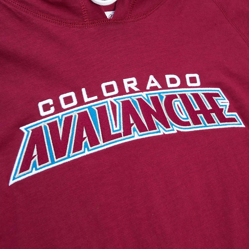 Men's Mitchell & Ness Burgundy Colorado Avalanche Legendary Slub Hoodie Long Sleeve T-Shirt