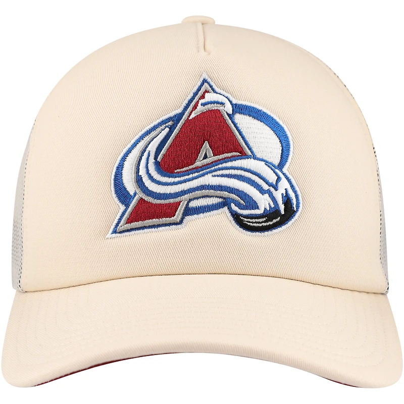 Men's Mitchell & Ness Cream Colorado Avalanche Foam Front Trucker Adjustable Hat