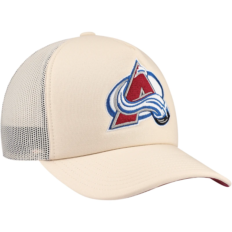 Men's Mitchell & Ness Cream Colorado Avalanche Foam Front Trucker Adjustable Hat